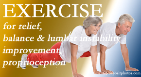 Pure Chiropractic instructs low back pain sufferers simple exercises that address lumbar spine instability.