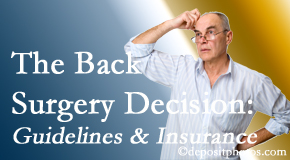 Pure Chiropractic realizes that back pain sufferers may choose their back pain treatment option based on insurance coverage. If insurance pays for back surgery, will you choose that?